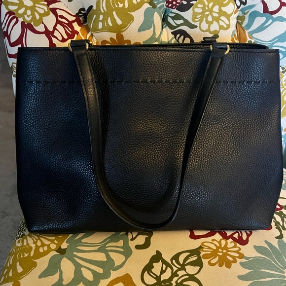Tory Burch black leather top handle handbag, EUC - Picture 2 of 8